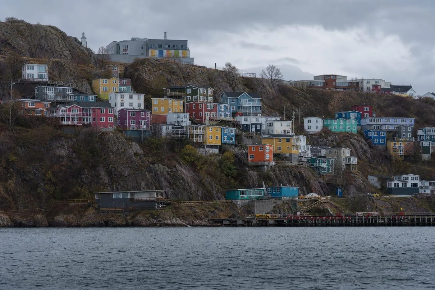 Row houses on the hillside above the harbour in St. John's, Newfoundland